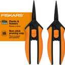 Fiskars Pruning Snips - 6" Garden Shears with Comfort Grip and Spring Action - Sharp and Precise Non-Stick Steel Blades - Quality Pruning Shears for Plants in Grow Tents and Hydroponics - 2 Pack