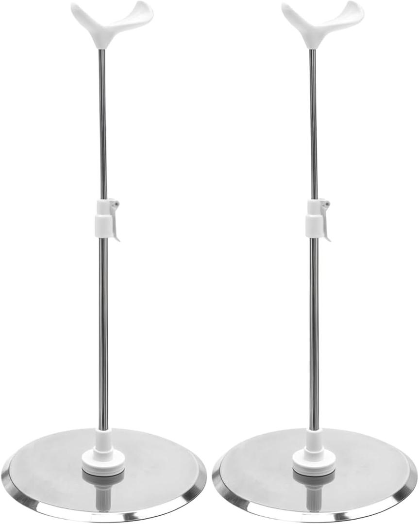 2Pcs Doll Base Stand Fit for BJD Dolls 1/3 1/4 Applicable 15.7" - 27.6" Tall, Adjustable Small Display Holder Base Stainless Steel Support Accessories for Ball Jointed Doll, for Action Figures Posing