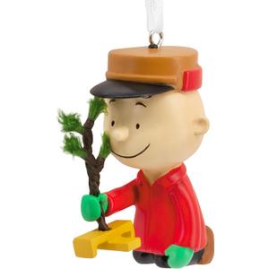 Hallmark Peanuts Charlie Brown Kneeling with Tree Christmas Ornament