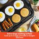 bella Electric Non-Stick Griddle, Make 10 Eggs At Once, Healthy-Eco Non-stick Coating, Hassle-Free Clean Up, Large Submersible Cooking Surface, 10.5" x 20", Black