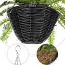 Hollyone 33" Artificial Boston Fern Hanging Basket Large 39 Leaves Fake Ferns in Rattan Pot Greenery Plants for Outdoors & Indoor Faux Fern Bush Basket Plant Patio Garden Home Decor Green