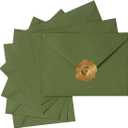 50 Pack A7 Colorful 5x7 Envelopes V Flap Invitation Envelopes for 5x7 Cards, Birthday, Weddings, Graduations, Greeting Cards, Baby Shower 5.24 x 7.24 Inches (Olive Green)