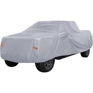 X AUTOHAUX Pickup Truck Car Cover for Toyota Tacoma Crew Cab Pickup 4 Door 6.1 Feet Bed 05-21 Outdoor Waterproof Sun Rain Dust Wind Snow Protection 190T PU with Driver Door Zipper Gray