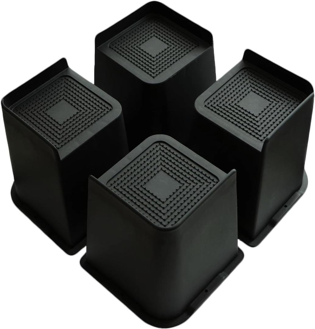 Bed Risers 6 inch Heavy Duty, Oversized Furniture Riser with Non-Slip Base for Sofa Couch Chair Desk Table Leg Dorm Bed Frame Lifts Risers Blocks Supports Up to 6,500 Lbs (Black 4 Pack)