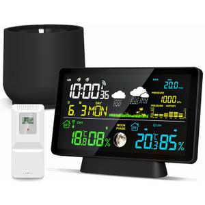 Wireless Rain Gauge and Weather Station, Digital Rain Gauge Outdoor Home Weather Stations with Thermometer, Hygrometer, Atomic Clock, Forecast and Barometer, Weather Station with Rain Gauges Wireless Rain Gauge and Weather Station, Digital Rain Gauge Outdoor Home Weather Stations with Thermometer, Hygrometer, Atomic Clock, Forecast and Barometer, Weather Station with Rain Gauges