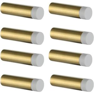 JQK Door Stopper, 2-7/8 Inch 304 Stainless Steel Sound Dampening Door Stop Bumper Wall Protector 8 Pack, Brushed Gold, DSB2-WG-P8 (Gold & White Tip)