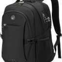 SHRRADOO Anti Theft Laptop Backpack Travel Backpacks with Combination Lock for Women Men High School College Backpack Computer Bag Fits 17 Inch Laptop,Grey