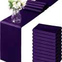 Horbaunal 12 Pack Purple Satin Table Runner 12 x 108 Inch, Smooth Table Runners for Wedding Banquets Birthday Party