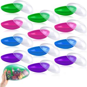 Poen 15 Pcs Large Clear Easter Eggs Plastic Fillable 7.5 Inch Colorful Giant Transparent Jumbo Empty Easter Eggs Containers for Hunt Basket Stuffing Fillers Party Favor
