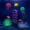 Lpraer 5 Packs Glow Aquarium Decorations Branch Coral Tree Glowing Jellyfish Simulation Glow Plant Glowing Effect Silicone for Fish Tank Decorations