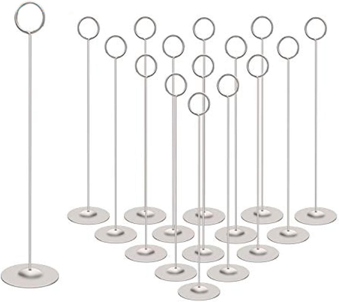 Urban Deco 16PK Table Number Holders Place Card Holders 12 Inch Table Card Holders Steel Card Holders for Photos, Food Signs, Memo Notes, Weddings, Restaurants, BirthdaysMatte Silver