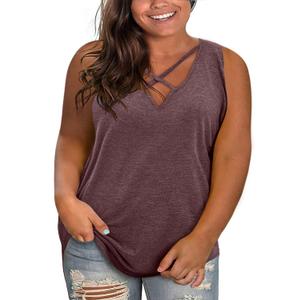 Plus Size Tank Tops for Women Summer Sleeveless Sexy V Neck T-Shirts Tops Casual Loose Cotton Tees