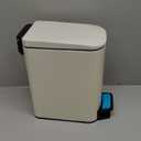 TIPGO Slim Bathroom Trash Can with Lid Soft Close, 6 Liter / 1.6 Gallon Stainless Steel Garbage with Removable Inner Bucket, Small Trash Bins for Bedroom, Office (Cream)