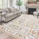 Area Rug 9x12 for Living Room Soft Machine Washable Low Pile Area Rugs Vintage Boho Bedroom,Dinner Room Non-Slip Carpet Rug - Beige