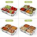 Snackle Box Container,Clear Divided Serving Snack Tray with 4 Removable Stainless Steel Containers for Fruit Veggie Candy,Snack Tray with Lid Leak-Proof for Wet/Dry Food-Perfect for Beach,Picnic