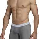 Gogobear Men's Sheer Ice Silk Boxer Briefs Sexy Super Thin Seamless Trunk Underwear Bulge Pouch Panties (S)