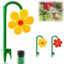 Crazy Daisy Sprinkler, 360 Rotating Dancing Sunflower Water Sprinkler for Lawn & Yard Garden Irrigation, Funny Automatic Swing Flower Sprinkler for Outdoor Plants Watering, Dogs Playing (Red)