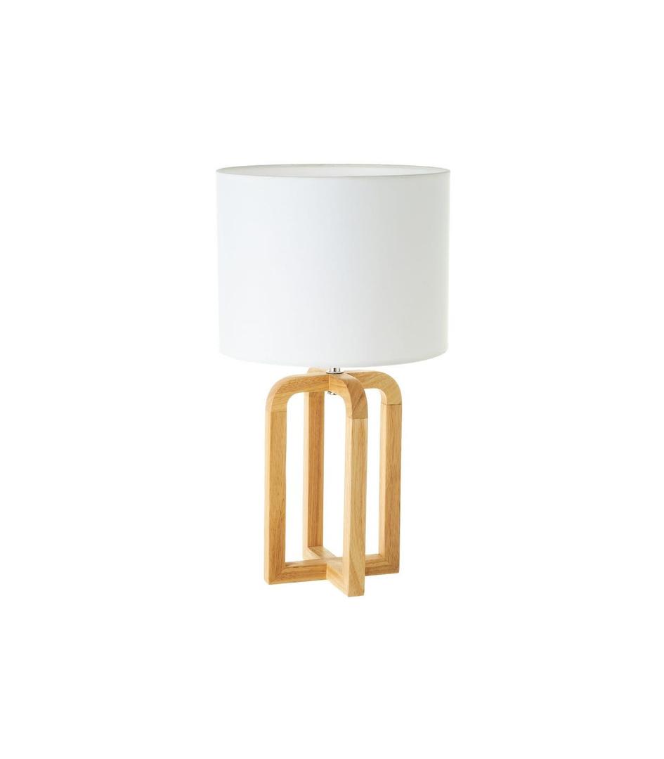 TABLE LAMP WOOD AND WHITE LINEN