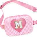 Kids Fanny Pack for Girls, Initial Pink Toddle Belt Crossbody Purse Sling Bag, 4 5 6 7 8 9 10 11 12 13 Year Old Little Girl Birthday Gift Ideas (M)