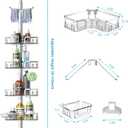 Corner Shower Caddy Tension Pole 4 Tier Adjustable Stainless Steel Shower Shelf for Inside Shower Bathtub Shampoo,Standing Bathroom Organizer Shelves with 39 to 113 inch Height