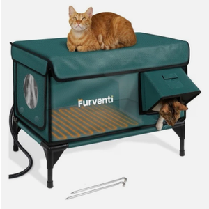 Indoor & Outdoor Elevated Cat House with Escape Door, Model 2025-GJWMXMW-S