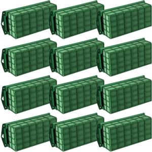 12 Packs Floral Foam Cage Rectangle Flower Cage Holders with Floral Foam Flower Arrangement Supplies for Fresh Flowers, Home Wedding Decorations, 11.8 x 4.3 x 3.1 Inches