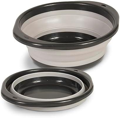 Glad Large Mixing Bowl Collapsible - 5.5L | Foldable Plastic & Rubber Container with Handles for Baking | Dishwasher Safe Kitchen Supplies and RV Essentials Gray