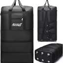 Expandable Extra Large Travel Oxford Duffel Bag with Wheels Waterproof Lightweight Traveling Foldable Suitcase (Black, L - 6 wheels)