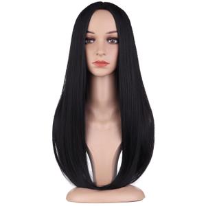 BERON Black Wigs Straight Long Wig Middle Part Women's Wig for Cosplay Halloween Party or Daily Use Wig Cap Included