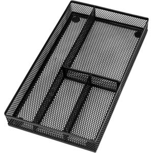 shenee Desk Drawer Organizer Tray,Drawer Organizer for Office and Home,Desk Organizer with Drawers,4 Compartments,Non-Slip Desk Organizers and Accessories for Stationery Makeup School (Black)