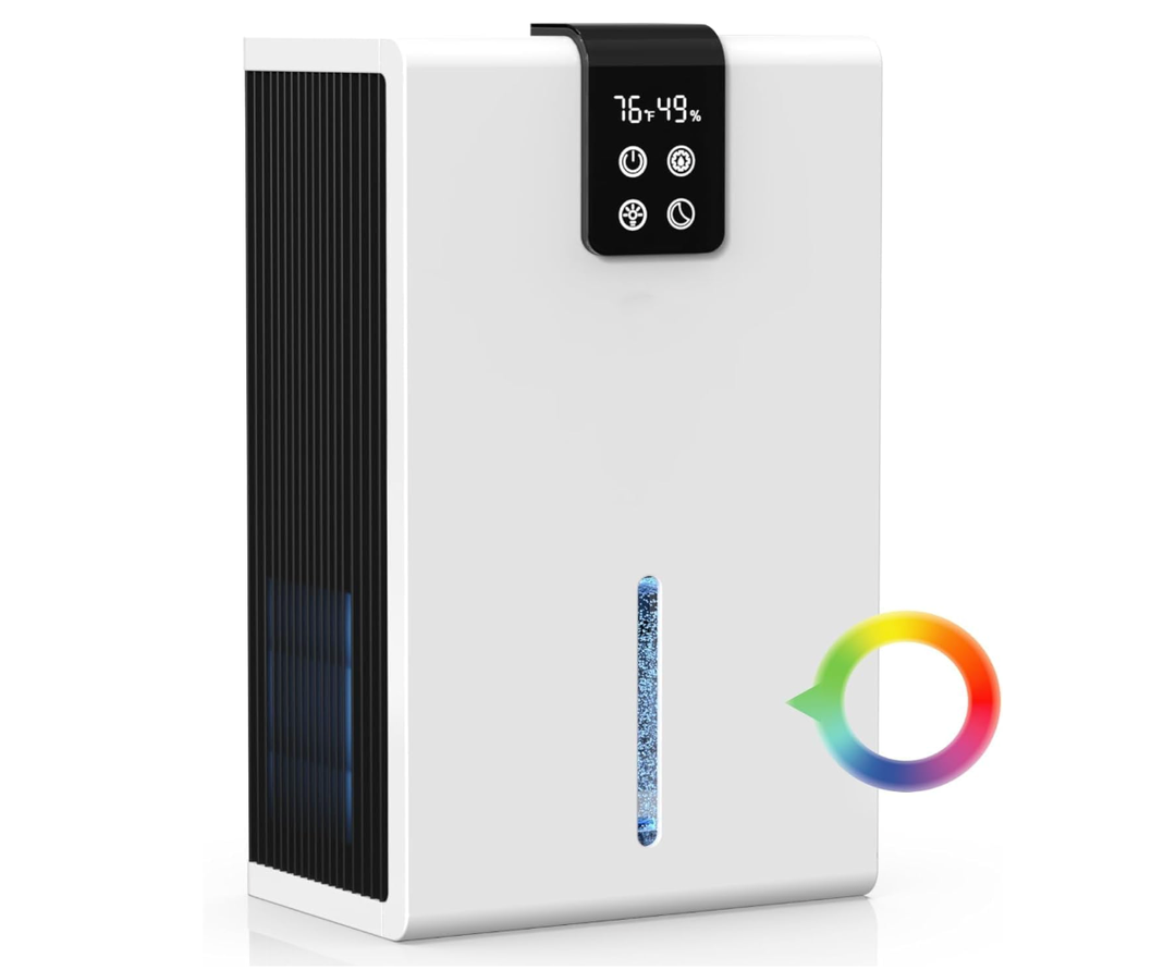 PSOS Dehumidifier, 99oz Dehumidifiers for Basement, Quiet Dehumidifiers for Bedroom with Auto Shut Off，Portable Dehumidifier for Home7 Colors LED Light,HDMI,USB,AV Fire Stick