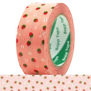 Designer Cute Packing Tape, Colorful Printing Shipping Tape, Carton Decorative Tape for Sealing Boxes, Strawberry - Nude, 1.77" x 110 yd