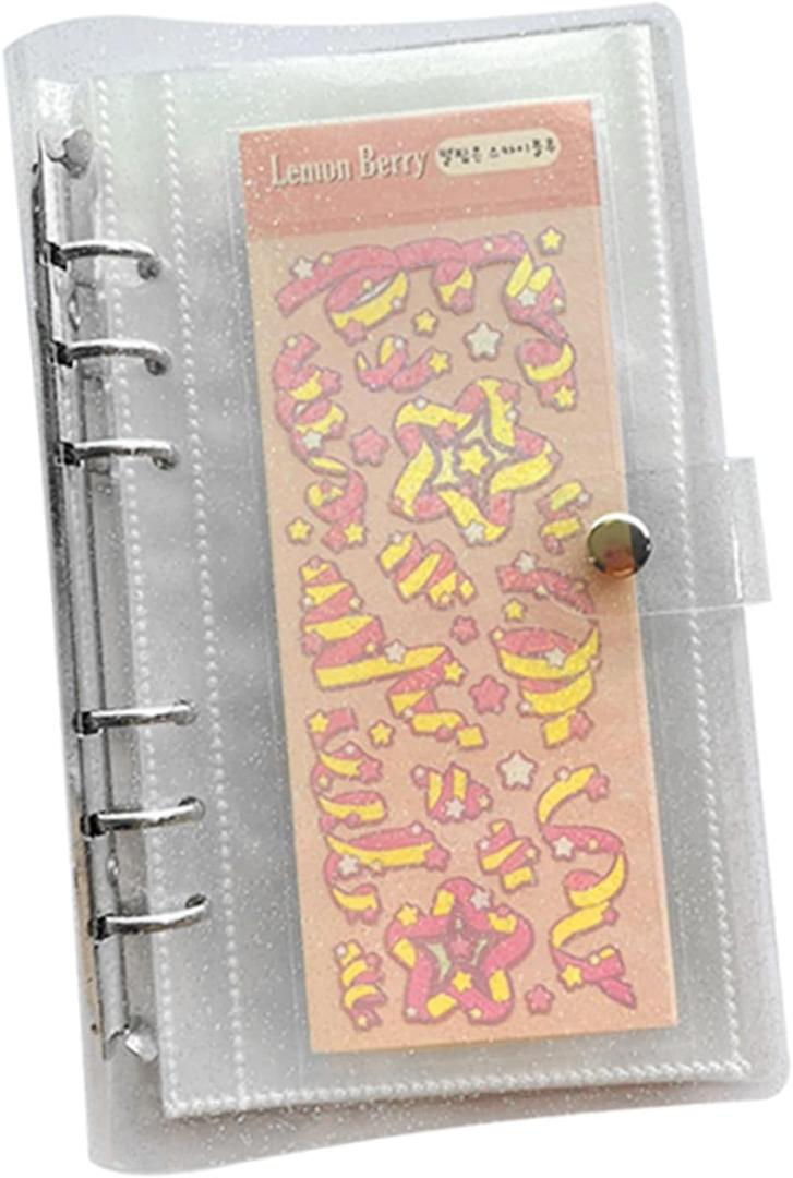 Clear Sticker Organizer Storage Binder for Kpop Deco Stickers A6 Sticker Book Collecting Album for Planner Scrapbook and Journal Stickers Displaying Double-sided 50 Pocket