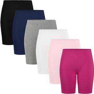 6 Pack Girls Shorts Bike Athletic Long Biker Shorts Toddler Kids Teen 6-7Y