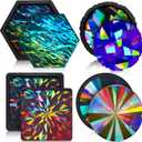 4 Pcs Holographic Resin Mold Silicone Coaster Epoxy Molds Silicone for Epoxy Resin for DIY, Cups Mats, Home Decoration (Multiple Style)