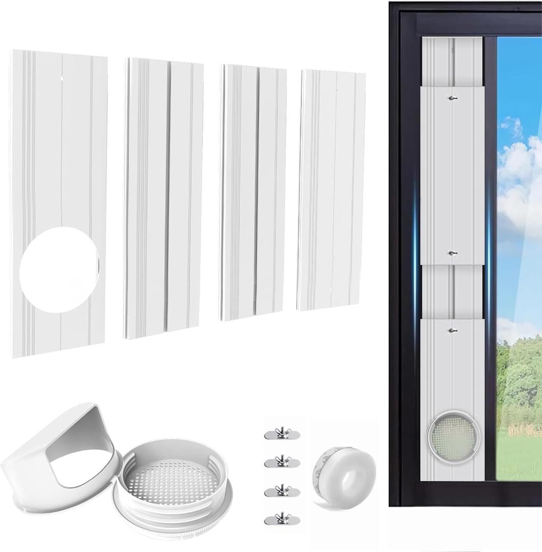 Portable AC Window Vent Kit, Adjustable PVC Window Seal Panel for Sliding Windows, Portable Air Conditioner Window Kit Suitable for 5.1" / 5.9" AC Exhaust Hose(Not Include Hose)
