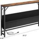 Asgolion Narrow Console Table with Power Outlet, 47.2 Inch Thin Entryway Table with Storage, Long Sofa Side Table, Behind Couch Table for Living Room, Foyer, Hallway, Rustic Brown