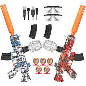 2 Pack Splatter Blasters, Electric Auto Splat Blaster, 30000+, 600 Hopper, Outdoor Team Play Game Activities, Rechargeable Battery, Age 12+ Year Up