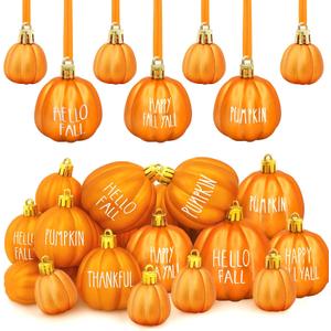 TBD Decor 36Pcs Fall Pumpkin Ornaments Mini Orange Pumpkin Ball Ornaments for Tree Fall Hanging Pumpkin Decorations for Thanksgiving Halloween Home Decor