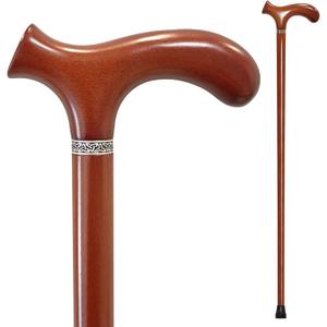Wooden Walking Cane with 5 Height for Men and Women, Handmade Wood Cane with Comfort Grip Handle, Supportive Mobility Aid for Seniors, Fashionable & Classic Lightweight Stick, 33inch