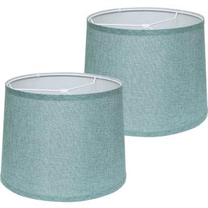 GIGIVOSHA Lamp Shades Set of 2 - Drum Lampshades 11.4" x 12.9" x 9.8" Inches, Fabric Medium Replacement Lampshades for Table Lamp, Floor Lamp, Assembly Required, Spider, Linen