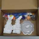 Seenelling 2 Pack Easter Bunny Ready to Paint Your Own Statues 4'' DIY Unpainted Ceramics Figurines Kit Blank Paintable Ceramics Art and Crafts Decorations