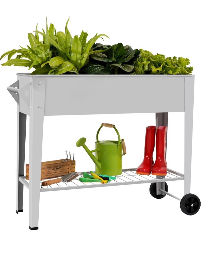 Elevate Herb Garden Planter Box Outdoor Raised Planter Box with Legs On Wheels for Vegetables Flower Tomato Patio Backyard
