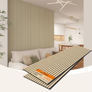 Upick MDF Acoustic Wall Panels Sound Absorbing, 2 Pack 94.5 x 23.4 inch Sound Proof Foam Wall Panels & Wood Slat Wall Panels for Interior Wall Decor, Oak
