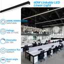 LEONLITE 4FT Linkable LED Linear Light, Dimmable Architectural LED Suspension Office Lighting Fixture, 3CCT, ETL Listed, Matte Black Aluminum Housing, Pack of 2