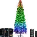 FANCILLUMA 9FT Prelit Christmas Tree with 550 LED Lights, App Controlled Artificial Christmas Tree with Multi-Color RGB Lights & Music Sync, Slim Pencil Christmas Tree for Home Christmas Decorations