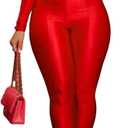 Womens Sexy 2 Piece Outfits Off Shoulder Deep V Neck Tops Slit Hem Flare Pants Sparkly Jumpsuit Set Clubwear (XX-Large, Red)