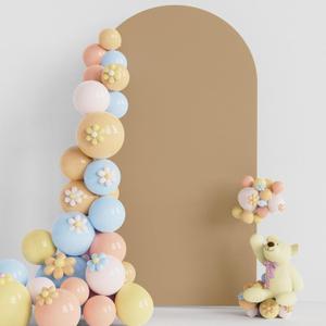 Putros Wedding Arch Cover 7.2FT Khaki Spandex Fitted Round Top Chiara Backdrop Stand Covers for Wedding Birthday Party Decoration