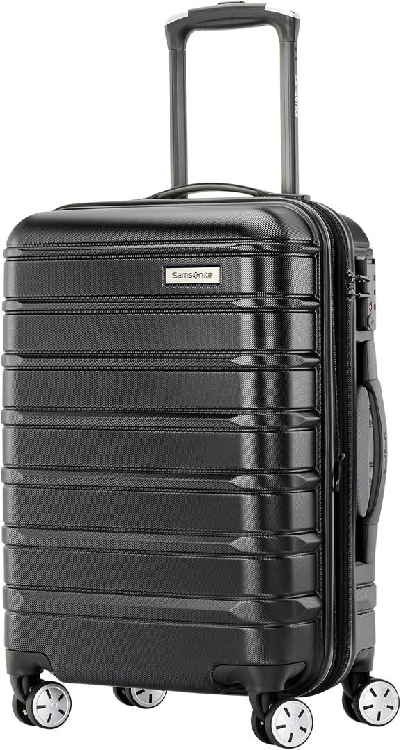Samsonite Omni 2 Domestic Carry-On Luggage - 22x14x9 Airline-Approved - Features Expandable Polycarbonate Shell, 360 Wheels, TSA Lock - Midnight Black