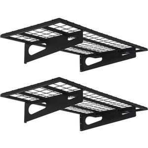 2-Pack 1.5x3FT Garage Shelving 17.7-inch-by-35.8-inch Wall Shelf Garage Storage Rack Wall Mounted Floating Shelves, Black